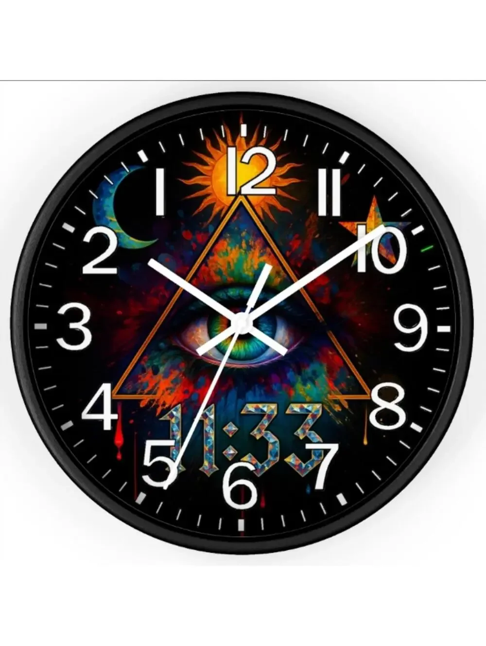 Reverse Ticking 1133 Illuminati All Seeing Eye Glow In The Dark Wall Clock New!